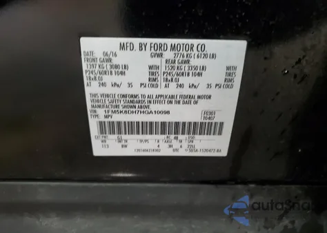 2017 Ford Explorer Xlt из США, поврежденный, VIN 1FM5K8DH7HGA10098